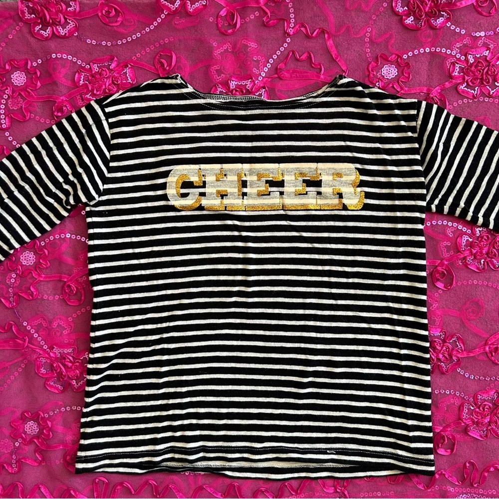 crewcuts black and white striped cheer long sleeve tshirt